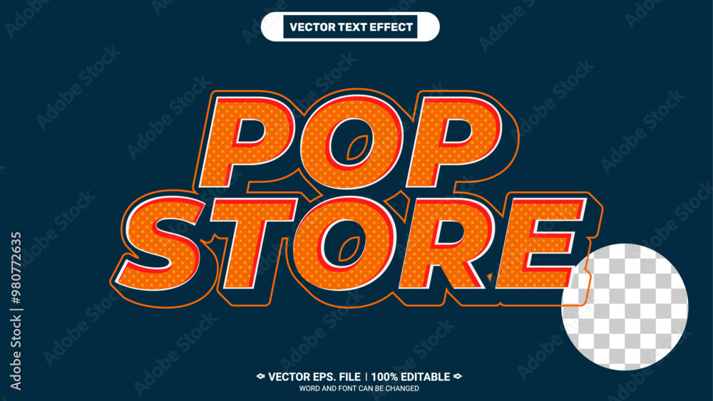 Poster pop store comic pop art style 3d editable vector text effect