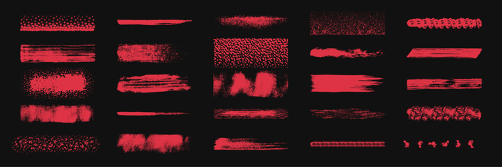 Set of red abstract brush strokes, ideal for design projects and adding texture to artworks.