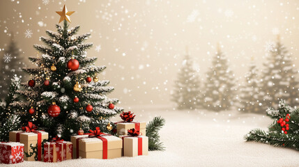 Obraz premium christmas tree with gifts