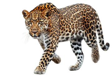 Crouching leopard on transparent background