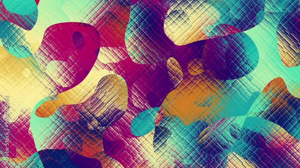 Aufkleber Seamless abstract psychedelic wavy background for loop playback. 4k video. Pastel colors. Noise effect
