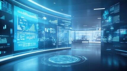 Futuristic Data Visualization in a Modern Control Room