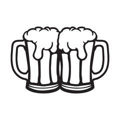 Beer bottle clipart Design - Beer Glass vector illustration in black and white
