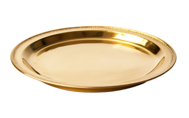 Gold Platter Sitting isolated on white or transparent background