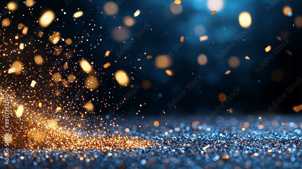 Poster a mesmerizing display of golden particles and sprinkles creates festive atmosphere, perfect for holi