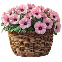 Beautiful pink gerbera daisies in a wicker basket, a perfect floral gift for spring