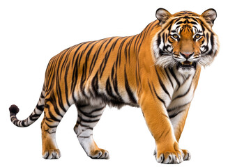 Naklejka premium Crouching tiger full length on transparent background