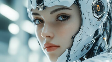 A woman with a white helmet on her head