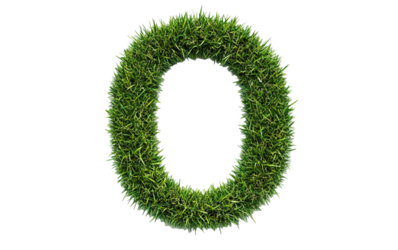 Grass number Zero isolated on white or transparent background