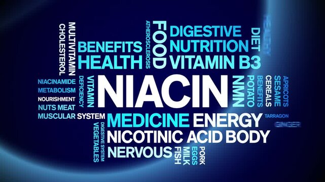 Niacin animated word cloud;text design animation tag kinetic typography seamless loop.