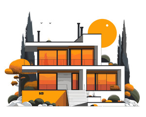 Vector illustration of modern building in the city. Flat style design.