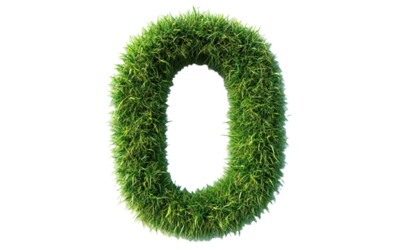 Grass number Zero isolated on white or transparent background