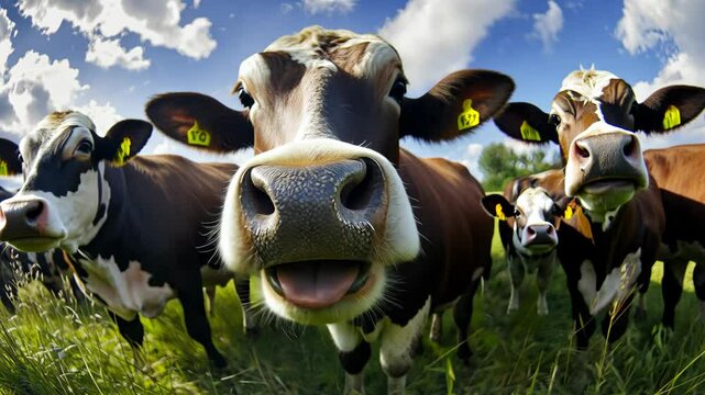 Curious Cows in Pasture