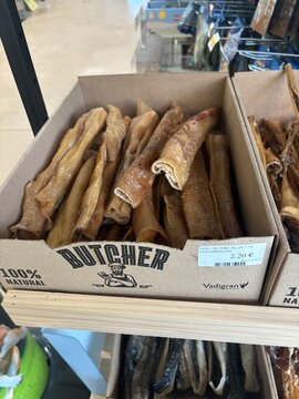 nerfs animal s&eacute;ch&eacute; pour chien, jeu ou accessoire de m&acirc;che pour toutou dans un magasin