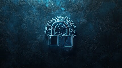 "Concept of Secure Mind with Lock and Brain Symbol"