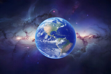 Obraz premium 3d illustration of earth planet in deep blue space high quality digital space art in 5k realistic visualization