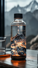 Whisky bottle with Everest encapsulated – Ai generative