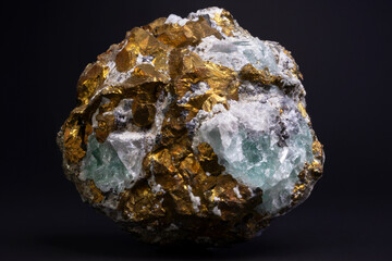 Green fluorite mineral with pyrite crystals, showcasing natural mineral beauty