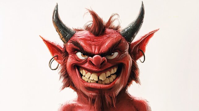 demon with an impish grin
