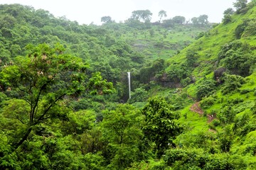 Waterfall in hills, Kharghar, Navi Mumbai, Maharashtra, India