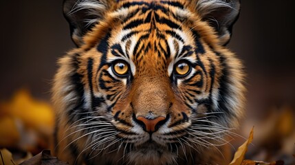 Fototapeta premium photograph with a narrow depth of field depicting a tiger. 