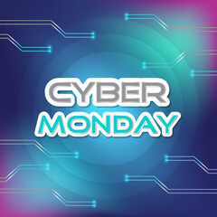 Text Cyber Monday on blue color background. Promotion on social media and others