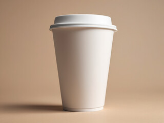 disposable coffee cup neutral colored background for mockup