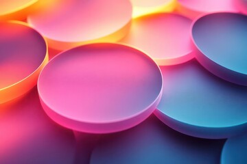 Obraz premium abstract composition of luminous pastel circles soft pink orange and blue geometric shapes with gradient glow on white background