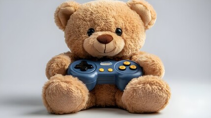 Obraz premium a teddy bear holding a video game controller
