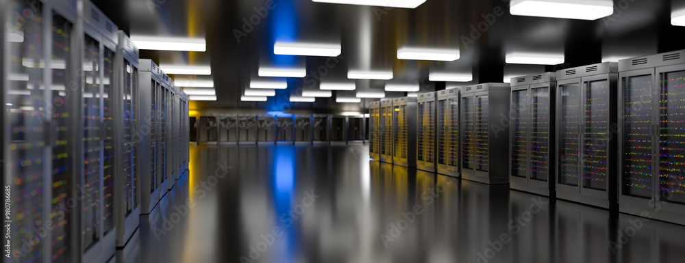 Fototapete server. server data center. backup, mining, hosting, mainframe, farm and computer rack with storage 
