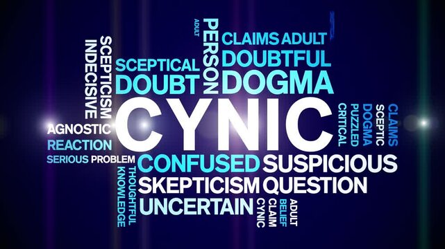Cynic animated word cloud;text design animation tag kinetic typography seamless loop.