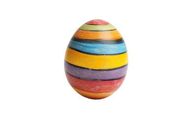 Handmade stripped Easter egg isolated on white or transparent background