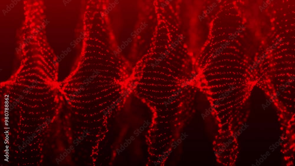 Poster Abstract background with a dynamic wave. Futuristic wave with dots. Big data concept. Abstract technology background. 3D rendering. 4k animation.