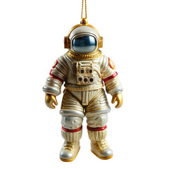 Astronaut Ornament in Retro Style for Christmas Tree Decorations in old vintage style, isolated on white transparent background, png element. astronaut tree bauble