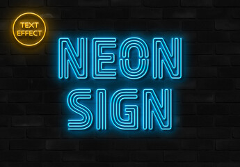 Neon Wall Sign Text Effect Mockup