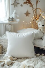 Cozy Minimalist Bedroom with White Pillows and Boho Decor