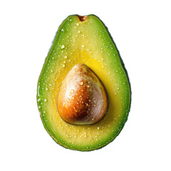 Fresh avocado half with seed
