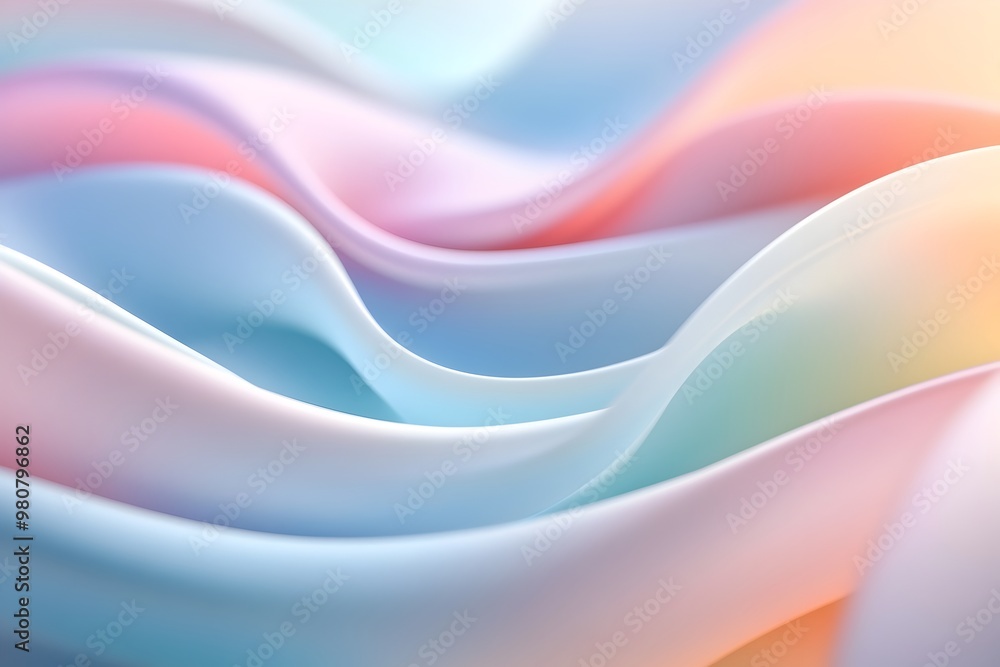 Aufkleber mesmerizing pastel gradient curves in soft blurred background with ethereal lighting