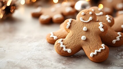 Festive Gingerbread Cookies with Icing and Sprinkles for Christmas