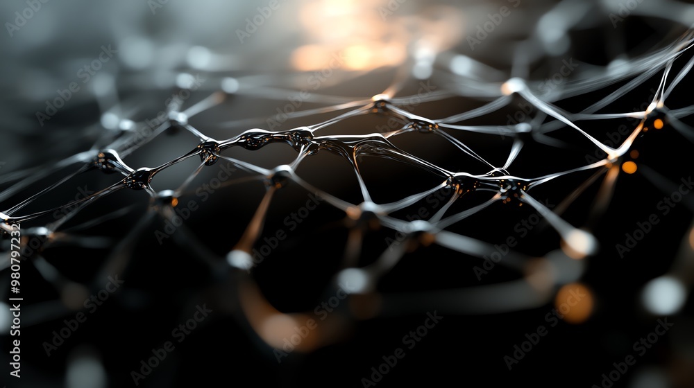 Poster abstract metallic network structure with bokeh lights
