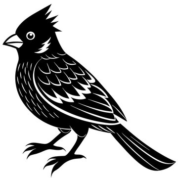 recommend clip art: vector cardinal black bird silhouette animal on white background 