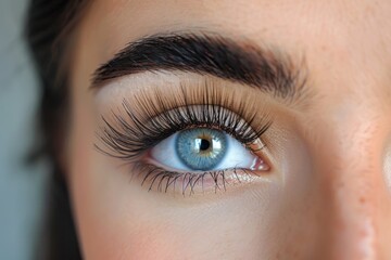 Obraz premium Woman eye showing long black eyelashes after beauty treatment