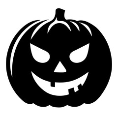 Halloween silhouette scary pumpkin isolated on white background. Vector illustration