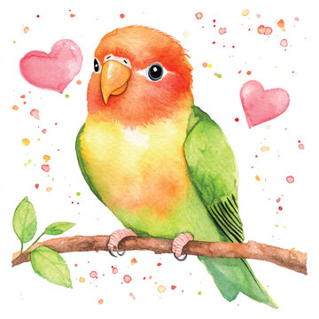 recommend clip art: Lovebird watercolor clipart illustration isolated