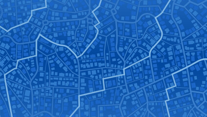 Abstract navigation plan of the urban area depicted as a simple scheme with buildings. Concept of planning and mapping a travel route using a general city map. Flat vector illustration © Vadym