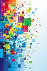 Fototapeta premium Colorful abstract digital design showcasing vibrant squares and pixel patterns in a modern style