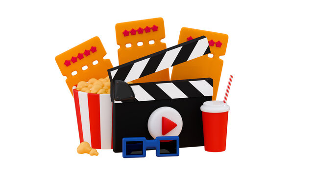 3d Cinema movie concept Creative social media mobile modern playing video