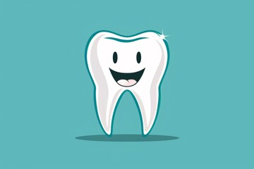 Happy tooth smiling showing dental hygiene and health dental clinic logo