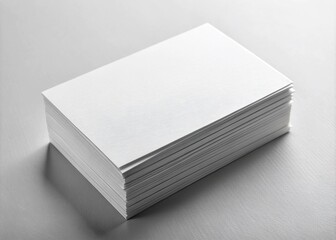 A stacked pile of crisp, white, blank business cards with a subtle texture, waiting to be filled with