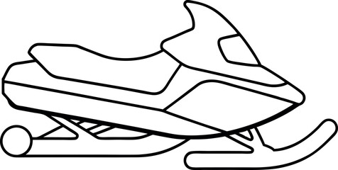 Snowmobile Outline Illustration for Winter Sports and Recreational Activities
